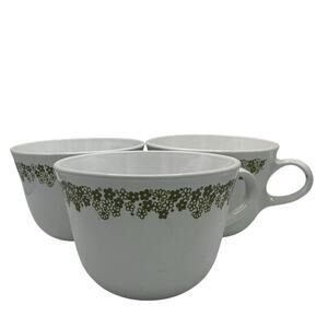 Vintage Corelle Pyrex Spring Blossom Crazy Daisy Coffee Cups Set of 3